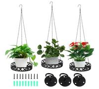 Tefola 3 macetas colgantes, 25 x 25 cm, soporte de hierro para colgar en la pared, maceta colgante de interior, maceta de jardín al aire libre (negro)