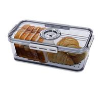 Tefola - Caja de pan con tapa y temporizador, contenedor de almacenamiento hermético transparente para bollos, panes, galletas y pasteles, sin BPA