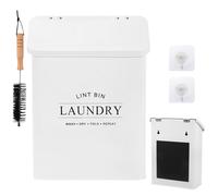 Tefola Contenedor magnético de pelusa para lavandería, cubo de basura de metal duradero para colección de pelusas de secadora, organizador de lavandería de granja, incluye tapa y cepillo de pelusa