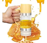 Tefola Dispensador de miel, dispensador de jarabe de 315 ml, tarros de miel sin goteo con asa, accesorios de estación de café para panqueques, café, tazón de cereales, cocina y bar (amarillo)