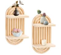 Tefola Estantería de pared de madera bohemia, 2 unidades, decoración de pared para dormitorio, decoración de pared de madera, estantería de pared, salón, dormitorio, soporte para plantas pequeñas
