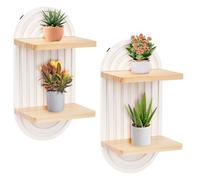 Tefola Estantería de pared de madera bohemia, 2 unidades, decoración de pared para dormitorio, decoración de pared de madera, estantería de pared, salón, dormitorio, soporte pequeño para plantas