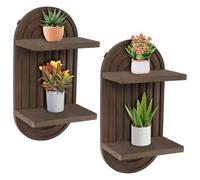 Tefola Estantería de pared de madera bohemia, 2 unidades, decoración de pared para dormitorio, decoración de pared de madera, estantería de pared, salón, dormitorio, soporte pequeño para plantas