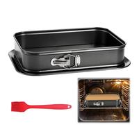 Tefola Molde para tartas, antiadherente, rectangular, desmontable, 33 x 23 cm, acero al carbono, con parte inferior extraíble y cepillo de silicona, bandeja para brownie de tarta de queso para hornear