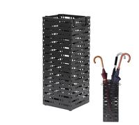 Tefola Paragüero Negro, Acero Soporte Sombrilla Terraza Exterior, Paragüero Cuadrado de Malla con 4 Ganchos, Para Paraguas, Bastones u Otros Objetos, 16,5 X 16,5 X 42 cm