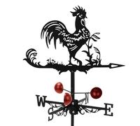 Tefola Veleta de metal, marcador con gallo, indicador de dirección para la granja al aire libre, veleta con flecha marca viento, accesorio techo y jardín
