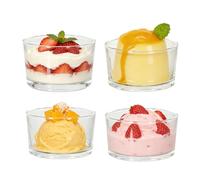 Tefrine Juego de 4 cuencos de postre de cristal pequeño, 6,5 oz, cuencos de crema acanalados, perfectos para salsas, postres, platos laterales, pudines, frutas y apetizers