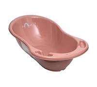 TEGA BABY Bañera pequeña para niños para bebés y niños pequeños, forma anatómica con orificio de drenaje y tapón, certificado TÜV, plástico resistente, fácil de limpiar, 86 x 57 cm, color rosa