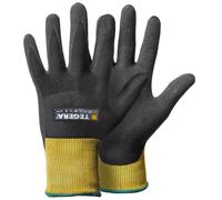 TEGERA® Infinity 8801 - Guantes de Montaje sintéticos (Nailon, Recubrimiento de Espuma de nitrilo, Palma Impermeable, 1 par), Color Negro y Amarillo, Negro