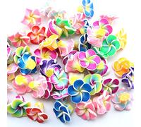 Tegg Plumeria Beads 50 cuentas de 16 mm, 5 hojas, mezcla de polímero, arcilla fimo, 3D, flores espaciadoras sueltas para hacer joyas