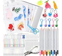 TEGOVE 228 Pcs Kit de Plastico Mágico Termocontraíble,Shrink Plastic,Kit de Hojas Transparentes,para Hacer Llaveros para Niños Manualidades DIY
