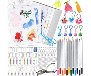 TEGOVE 228 Pcs Kit de Plastico Mágico Termocontraíble,Shrink Plastic,Kit de Hojas Transparentes,para Hacer Llaveros para Niños Manualidades DIY