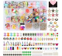 TEGOVE 394 Colgante Set,Dijes para Pulseras,Para Hacer Pendientes,DIY Joyería Set para Collar,Mariposa Bubble Tea Colgante Llavero Gummy Bear Pendientes DIY Regalo