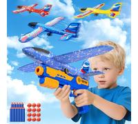 TEGOVE Avion Juguete, Avión de Poliestireno para Niños 3-10 Años con Pistola Lanzadora y Planeador - Juguete Exterior Seguro, Regalo Cumpleaños/Navidad Niños 3+ 4+5+ 7+ 6+ 8+ Años