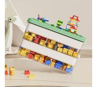 TEGOVE Cajas Almacenaje Para Lego Organizador Juguetes,Cajas De Almacenamiento Transparentes, 2 Niveles, Para Bloques De Construcción Y Rompecabezas,Piezas Pequeñas Para Juguetes Habitación Infantil