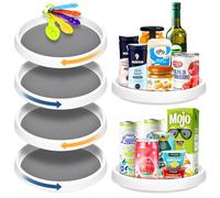 TEGOVE Juego de 4 Especiero Giratorio Lazy Susan,Organizador Giratorio de 360°(25 x 3.5 cm),Bandeja Giratoria Multifuncional para baño,Frigorífico,Cocina,Tocador