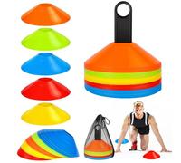 TEGOVE Juego de Conos de Fútbol,50 Conos Entrenamiento,Conos de Fútbol Multicolores,Cono Marcadores con Hebilla,con Red y Organizador,Cono de Marcado para Entrenamiento,Marcado de Canchas（5 Colores）