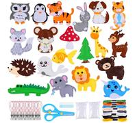 TEGOVE Kit de Costura para Niños,Juego Coser Niños Educativo,Kit de Costura DIY para Niños,Kit de Manualidades de Fieltro de Animales Set de Costura Niñas para Principiantes,Regalo DIY
