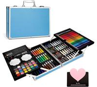 TEGOVE Maletin Pinturas para Niños,145 piezas Estuche Pinturas,Juegos de Dibujo,Incluye lápices de colores,lápices de dibujo y pasteles al óleo,aptos tanto para niños como para adultos