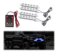 Teguangmei 4 in 1 Luces Estroboscópicas LED para Coche con Controlador Flash 12V 24V 4x6-LED Luz de Advertencia Emergencia para Coches Camión Remolque Vehículos 12 Modos