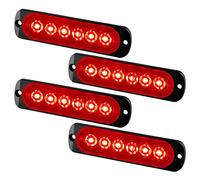 Teguangmei 4 piezas Súper Brillante 6LED luz Estroboscópica Peligrosa luz de Advertencia de Bocina Intermitente Flash de coche Vehículo de Emergencia GM Remolque Motocicleta 12-24V, Rojo