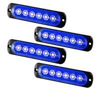 Teguangmei 4 piezas Súper Brillante 6LED luz Estroboscópica Peligrosa luz de Advertencia de Bocina Intermitente Flash de coche Vehículo de Emergencia GM Remolque Motocicleta 12-24V,Azul