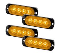 Teguangmei 4 piezas Ultradelgadas 4 LED luz Estroboscópica de Emergencia ámbar Peligrosa luz Estroboscópica Intermitente luz de Advertencia Lateral coche Impermeable Camión Remolque 12-24V Universal