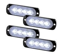 Teguangmei 4 piezas Ultradelgadas 4 LED luz Estroboscópica de Emergencia Blanco Peligrosa luz Estroboscópica Intermitente luz de Advertencia Lateral coche Impermeable Camión Remolque 12-24V Universal