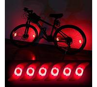 Teguangmei 6pcs LED Luz de Radios de Bicicleta,Luces de Neón a Prueba de Agua con 3 Modos de Parpadeo,Luces de Irradiación de Ruedas de Bicicleta Fáciles de Instalar Para Adultos y Niños,Rojo