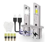 Teguangmei Bombilla H1 LED 90W 18000LM 6500K Blanco Superbrillante, Lámpara para Faros de Coche 1:1 Kit de Conversión de Faros Halógenos, Plug & Play, 2 Bombillas