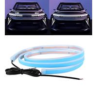 Teguangmei Coche Luz LED Exterior de Capó, Blanco Dinámico con Escaneo Secuencial de Inicio, 60IN Tira Flexible de Luces LED, Luz de Encendido Diurno para Decoración de Cubierta de Motor de Coche SUV