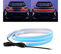 Teguangmei Coche Luz LED Exterior de Capó, Rojo Dinámico con Escaneo Secuencial de Inicio, 70IN Tira Flexible de Luces LED, Luz de Encendido Diurno para Decoración de Cubierta de Motor de Coche SUV