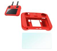 TEHAOUU Funda de silicona + pantalla Flim para DJI Flip/AIR3S RC2/RC funda protectora y protector de pantalla Flim anticolisión Waterptoof accesorio de dron a prueba de huellas dactilares (rojo)
