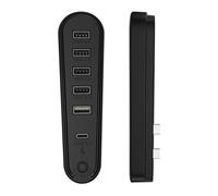 TEHAOUU Hub USB 2.0 6 en 1 para PS5 Pro/PS5 Slim con iluminación RGB - 4 puertos USB + 1 puerto tipo C, transferencia de datos de alta velocidad, Plug & Play