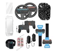TEHAOUU Juego deportivo catorce en un paquete para Nintendo Switch 2: volante, empuñaduras, pulseras, mouse, funda de cristal y protector de pantalla de vidrio templado