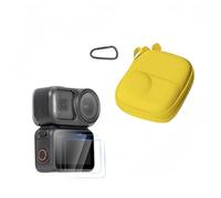TEHAOUU Kit de funda y película compatible con DJI Osmo Nano - Funda de poliuretano + 2 piezas de vidrio templado, protección absorbente de golpes para filmación sobre la marcha (amarillo)