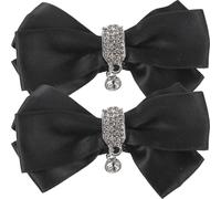 TEHAUX 1 Par de Clips para Zapatos Lazo Negro, Broches Elegantes Reutilizables y Desmontables con Gemas de Imitación para Adornos en Fiestas y Bodas