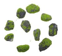TEHAUX 10 Piezas Roca Artificial de Musgo Verde Irregular | Piedra y Espuma, Apariencia Realista, No Absorbente y Resistente Decay, para Acuarios y Manualidades