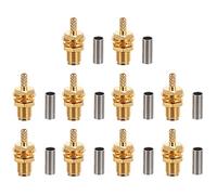 TEHAUX 10Piezas Adaptador SMA Hembra Recto de para Cables RG Conector de Crimpado Duradero y Práctico
