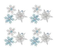 TEHAUX 15 Pinzas Cabello Copos de Nieve Metálicas Antideslizantes Plata y Azul Pinzas Laterales Doble Capa Accesorios Navideños para Fiestas Bodas E Invierno - Set de 15 Piezas