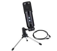 TEHAUX 1juego Micrófono Condensador USB Profesional con Trípode Doble Control de Ganancia y Auriculares de Monitoreo para Podcast Streaming y Conferencias PC Móvil y Tablet
