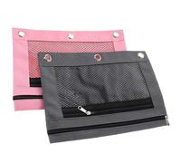 TEHAUX 2 Piezas Bolsa Organizadora para Bolígrafos y Lápices de Oxford Doble Desmontable Funda para Archivador de Anillas Unidades Gris y Rosa para Oficina y Estudio