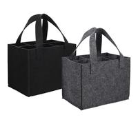 TEHAUX 2 Piezas Bolsa para Botellas de Vino de Fieltro Premium Resistente y Ligera con Divisor para Botellas de Negro y Gris Portátil para Transporte y Regalo