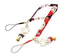 TEHAUX 2 Piezas Cadenas de Teléfono Decorativas de Gato Suerte con Campana Colgantes para Móvil de Cerámica y Accesorios para Decorar y Teléfono Original para Amigos y