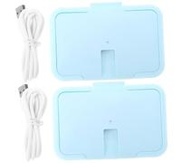 TEHAUX 2 piezas Calentador Portátil para Toallitas Húmedas Bебé Diseño de Temperatura Constante Calentador Pequeño y Ligero para Hogar Coche y Viajes y Fácil de Usar de Unidades Azul