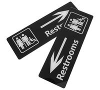 TEHAUX 2 Piezas Cartel de Baño de Acrílico con Flecha Direccional, Negro, Adhesivo, Resistente a Arañazos, para Puerta o Pared, Hoteles y Uso Exterior