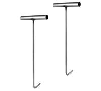 TEHAUX 2 Piezas Gancho Metálico para Tapa de Alcantarilla T, Acero Inoxidable, Plata, para Reparación de Alcantarillado y Fábrica