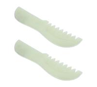 TEHAUX 2 Piezas Peine de masaje Xiuyu herramienta x peine de masaje del cuero cabelludo herramienta de piedra para el cuero cabelludo cepillo para raspar el cabello Light Green