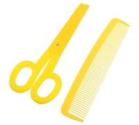 TEHAUX 2 Piezas Peine Gigante de Broma para Fiesta y Carnaval en Plástico Amarillo Tijeras de Gran Tamaño y Bordes Redondeados para Producciones Teatrales y Disfraces