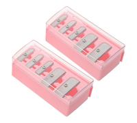 TEHAUX 2 Piezas Sacapuntas Manual para Lápices Delineadores de Ojos y Cejas con Diseño de 5 Agujeros, Material Ps y Pp, Color Rosa, Adecuado para Uso Diario y Viajes